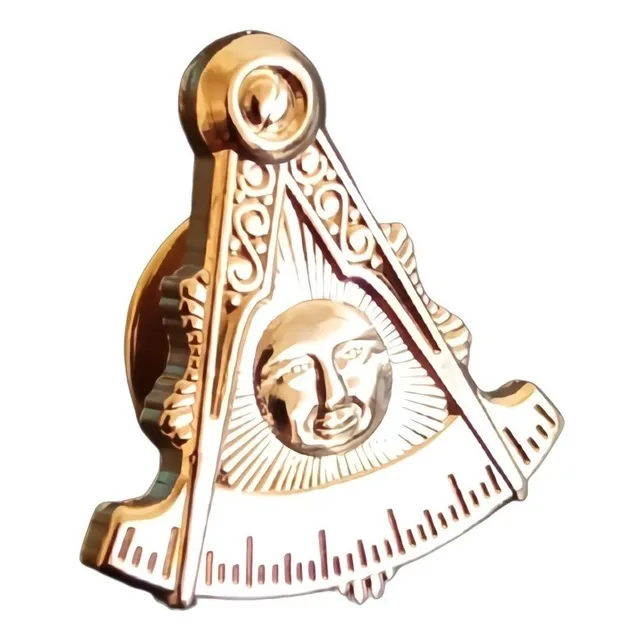 Pin Solapa Color Oro Escuadra Brújula Mason Masonería Hombre