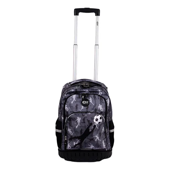 Mochila Con Carro Elf Base De Goma 2 Divisiones 6452 Color Gris Oscuro Diseño De La Tela Estampado