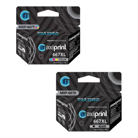 Cartucho De Tinta Maxiprint Hp 667xl Negro Y Color