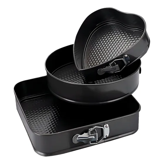 Set 3 Asaderas Moldes Desmontables Cuadrada Redonda Corazón