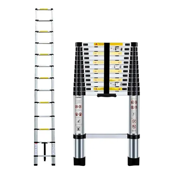 Escalera Telescopica 13 Peldaños Ajustable Retractil 3.8 Mt
