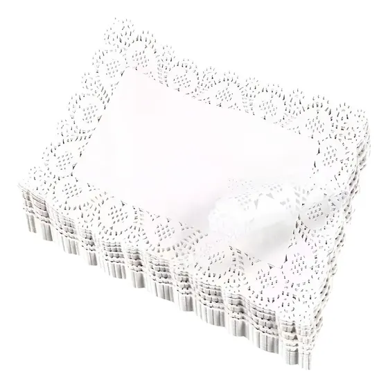 Blondas Papel Caladas 25x35 Cm X 100 U. Rectangular Blancas Color Blanco