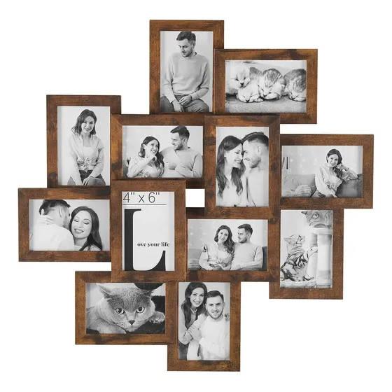 12pcs Cuadros Collage Pared Fotos Songmics Casa Color Marron rustico