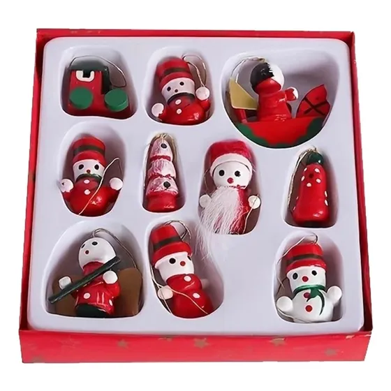 Set De Adornos De Madera Artesanales Navidad M2 - Sheshu