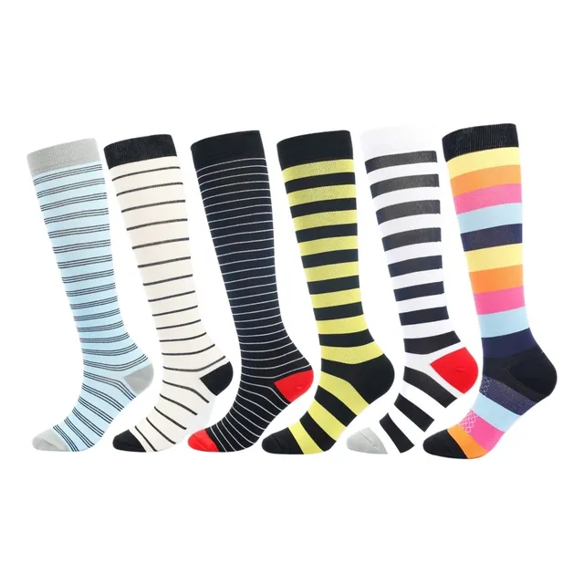 6 Pares De Rayas Presión Running Calcetines, T