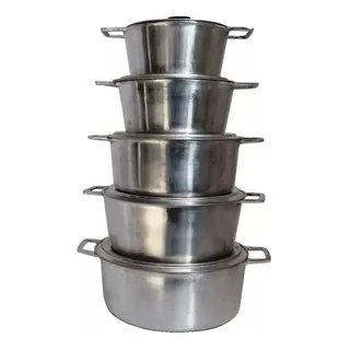 Iibazzar Jogo De Panelas Em Aluminio Fundido Super Polido 5 Peças Prata