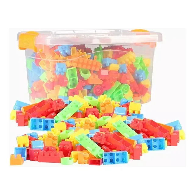 150 Bloques De Construcción En Caja Plastica Para Niños