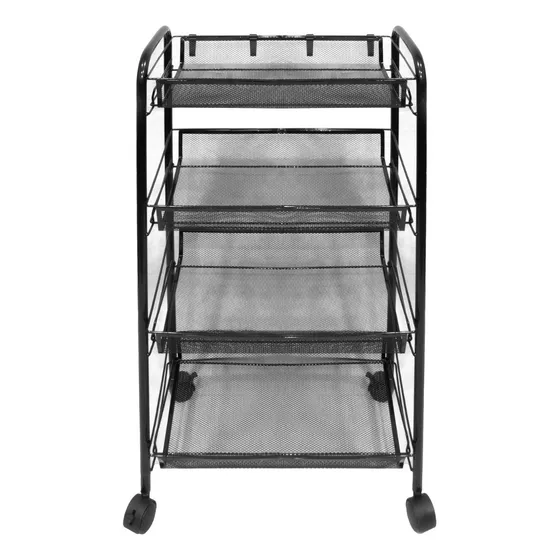 Estante Carrito Organizador 4 Niveles Baño Cocina Negro