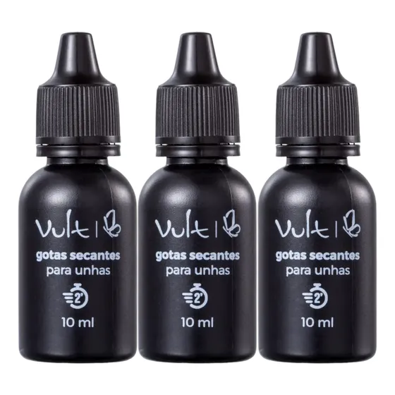 Kit Gotas Secantes Vult 10ml Seca Esmalte 2 Minutos 3 Unid