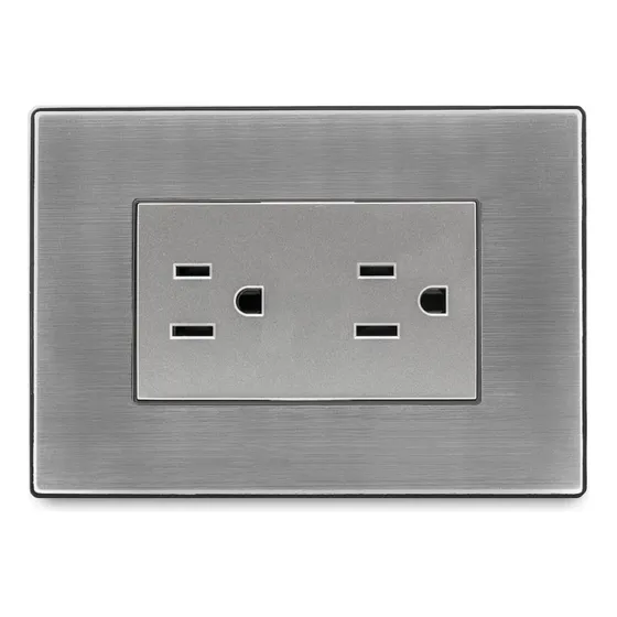 Tomacorriente Doble Con Tierra Serie Inox I105/2 Igoto