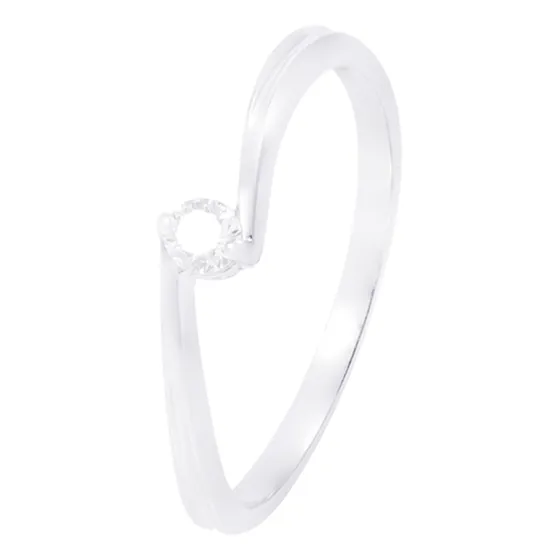 Anillo  De Oro De 18kt 10 Puntos De Diamante Solitario Blanco 17
