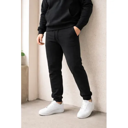 Calça Moletom Flanelado Jogger Com Bolso Frio Inverno Voker Preto Gg