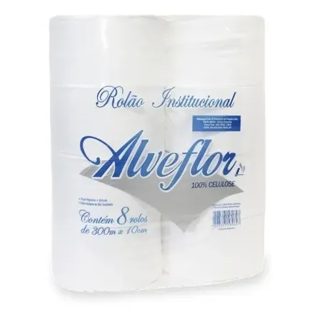 Papel Higiênico Alveflor 8 Unidades 300m 100% Celulose