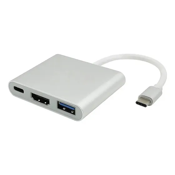 Adaptador Usb Tipo C 3.1 A Hdmi Usb Compatible Thunderbolt Color Plateado | Cuotas sin interés