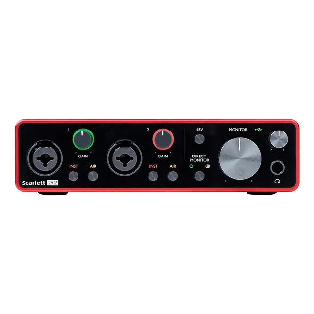 Interfaz de audio Focusrite Scarlett 2i2 roja 3.ª gen