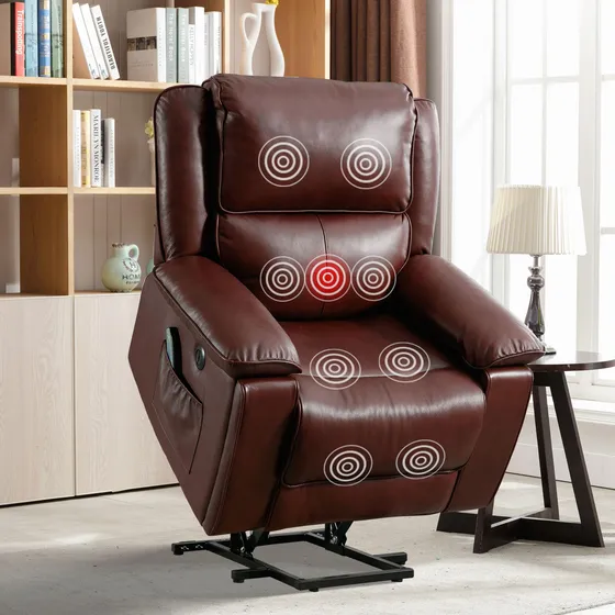 Phoenix Home Silla Reclinable Cuero Marron Rojo