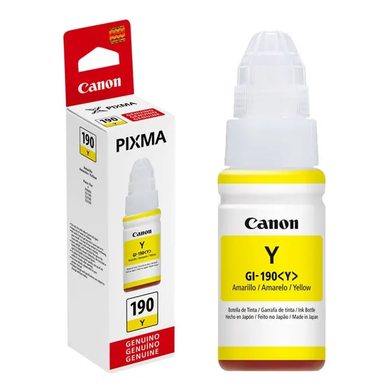 Botella De Tinta Canon Gi-190 7000 Páginas 70ml, Amarilla
