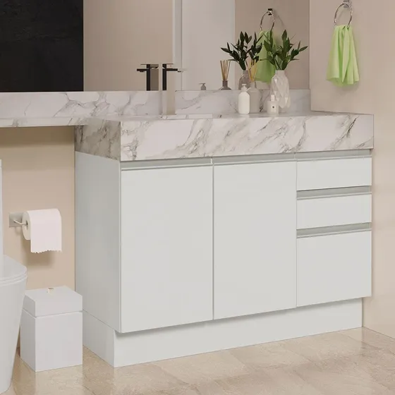 Madesa Armario Baño 120cm 2 Puertas 3 Cajones Color Blanco