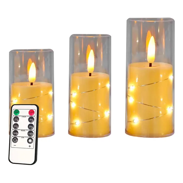 Velas Velon Led Set X3 Chicas Calida Efecto Fuego Movimiento