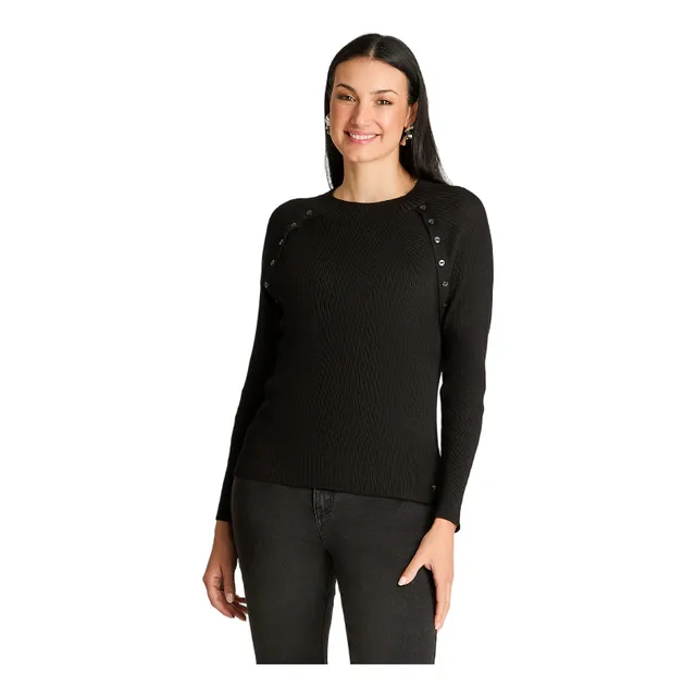 Sweater Aplicación Negro Mujer Moda Casual Hasta Xxl
