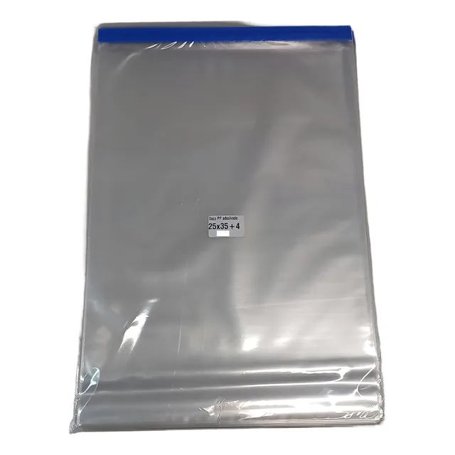 Saco Plástico Adesivado Pp 25x35+4 C/50 Un - P/ Roupas