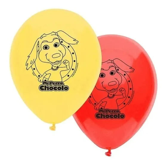 Globos Perro Chocolo × 12 Para Cotillón Cumpleaños Fiestas 