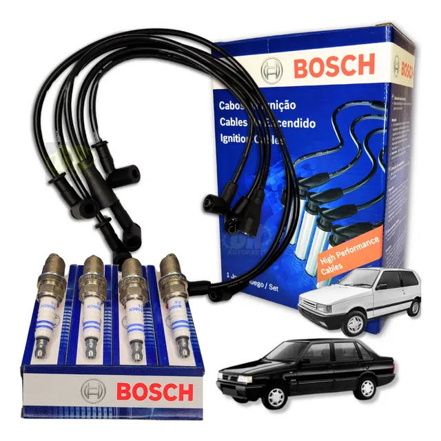 Cable De Bujias Y 4 Bujias Fiat Uno Duna 1.4 1.6 Apto Gnc