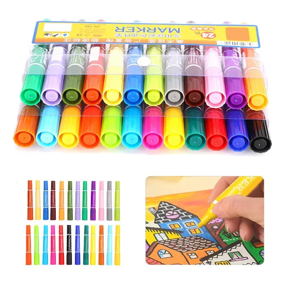 Marcadores 24 Colores Doble Punta Plumones Punta Pincel