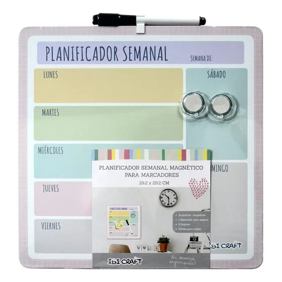 Pizarra Planificadora Semanal Magnética Ibi Craft 29x29 Cm
