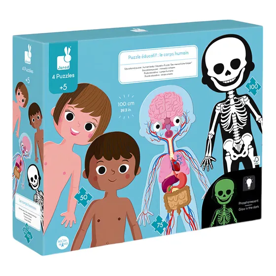 Puzzle Educativo Cuerpo Humano Brilla En La Oscuridad Janod
