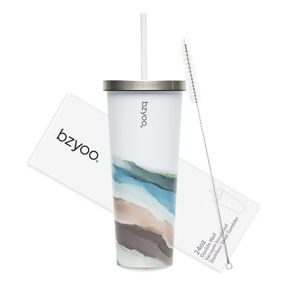 Aislado Al Vacio Doble Pared Popote Tapa Botella Agua Acero