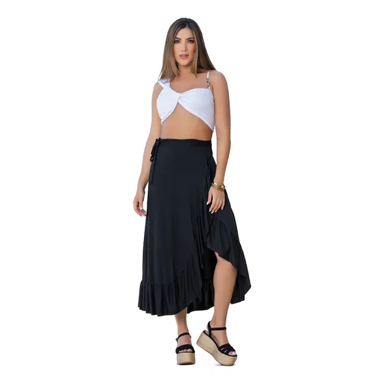 Falda Larga Mujer Negro Mp 32928