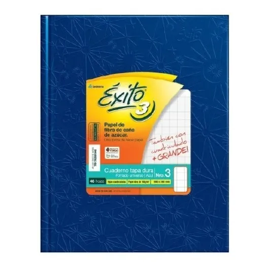 Cuaderno Exito E3 Tapa Dura Cuadro Grande 48 His 3 Colores