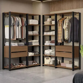 Guarda-roupa Closet Modulado Valencia 358cm Madesa 04 Rp Cor Rustic/preto Guarda-roupa Closet Modulado Valencia 358cm Madesa 04 Rp Cor Rustic/preto