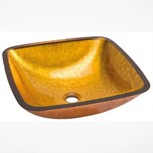 Bacha Apoyo P/ Mueble De Baño Lavabo Dune Dorado Cuadrado 
