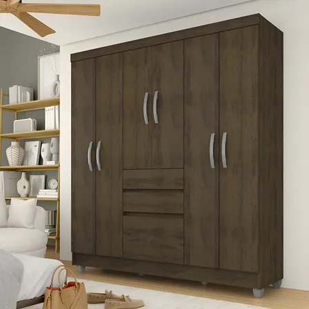 Guarda Roupa Lia 6 Portas Capuccino Móveis Arapongas