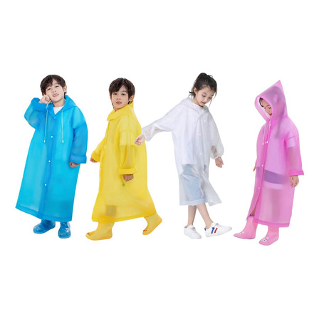 Capa De Chuva Infantil Reutilizavel Eva Reforçada Capuz Capa De Chuva Infantil Reutilizavel Eva Reforçada Capuz