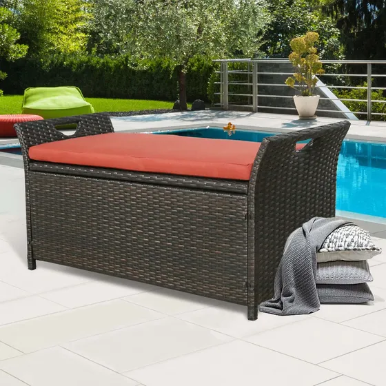 Peak Home Furnishings Mimbre Para Patio Cojin Rojo