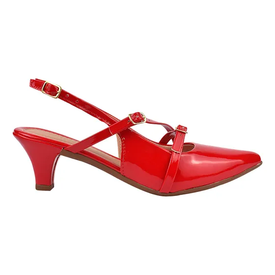 Scarpin Verniz Salto Médio Slingback