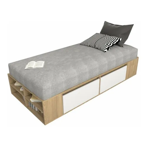 Cama Box Cajonera Con Zapatero P/ Sommier Niños 92 X 190 Color Olmo Everest