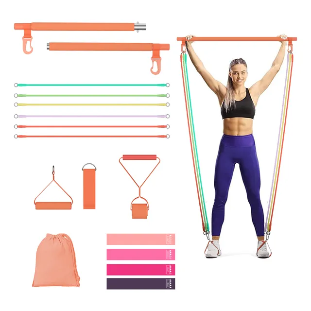 Kit 17 Barra Pilates Banda Elastica De Resistencia Ejercicio