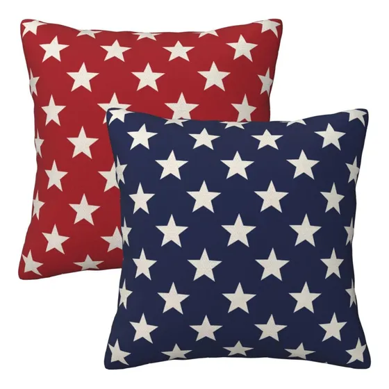 Funda Almohada Roja Azul Dia Independencia 18 X 18  2 Caido