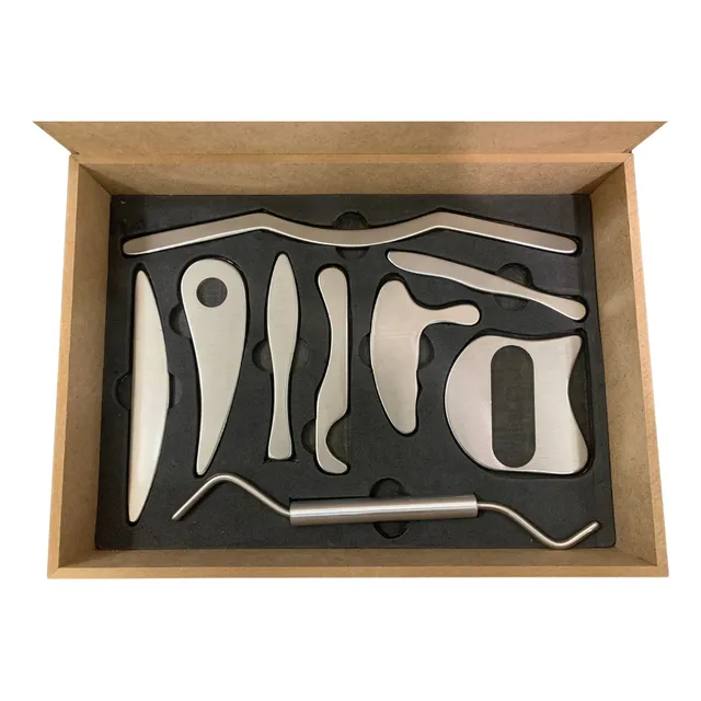 Kit 9 Instrumentos Liberação Miofascial Iastm Inox + Case