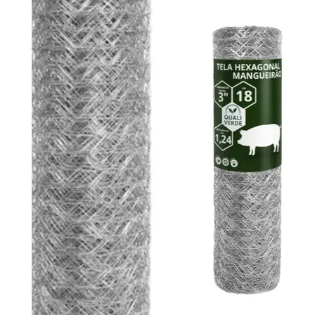 Tela Mangueirão Fio 18 1,00x50m Galvanizada P/ Cercado Rural Prateado