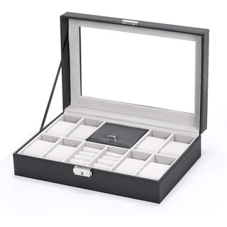 Caja Estuche Lujo Exhibidor Para 8 Relojes Anillos Y Joyas Caja Estuche Lujo Exhibidor Para 8 Relojes Anillos Y Joyas