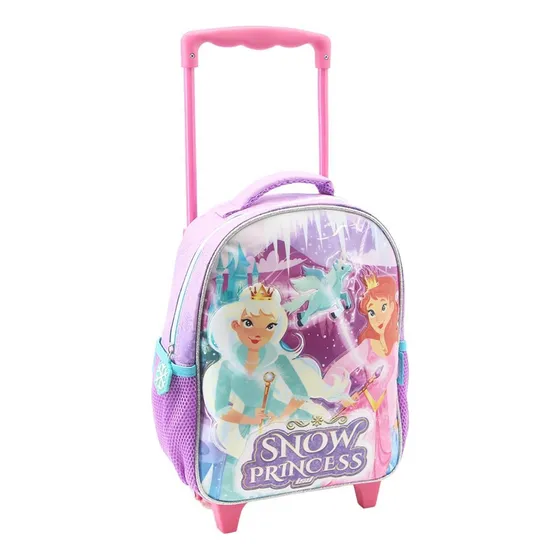 Mochila Carro Lesedife Princess 12'' Niña Urbana Escolar Color Violeta-celeste Diseño De La Tela 94.20403.3