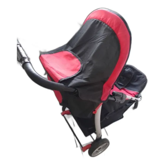 Coche Para Bebe De Tres Ruedas Negro Con Rojo  Plegable