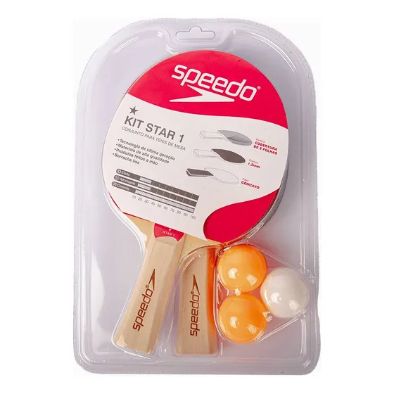 Kit Ping Pong Speedo 2 Raquetes + 3 Bolas 40mm Tenis De Mesa