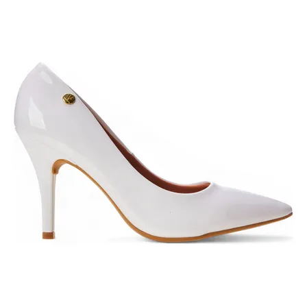 Sapato Scarpin Feminino Verniz Branco Vizzano