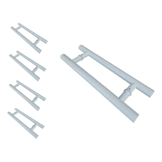 5 Puxadores Porta Inox Branco 20cm X 10cm E. Furos Redondo